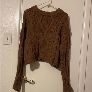 Free People Chunky Knit Sweater in Warm Brown